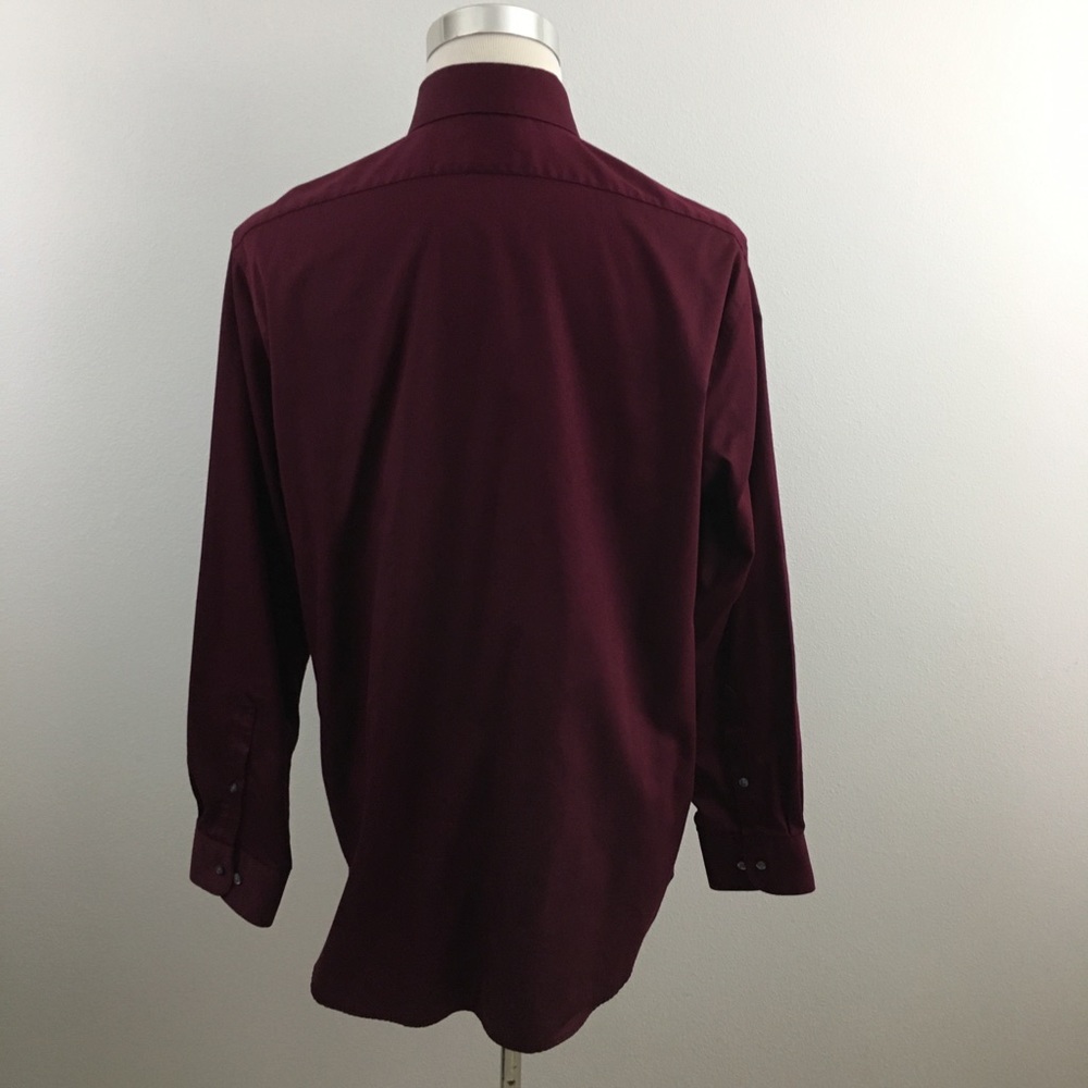 🔴 Van Heusen | Regular Fit Burgundy Wine Dress Shirt - Picture 6 of 7